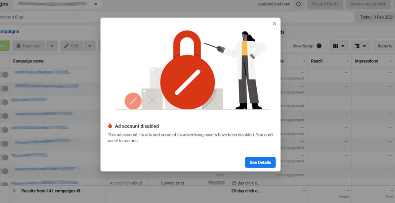 Facebook Ad Account Disabled