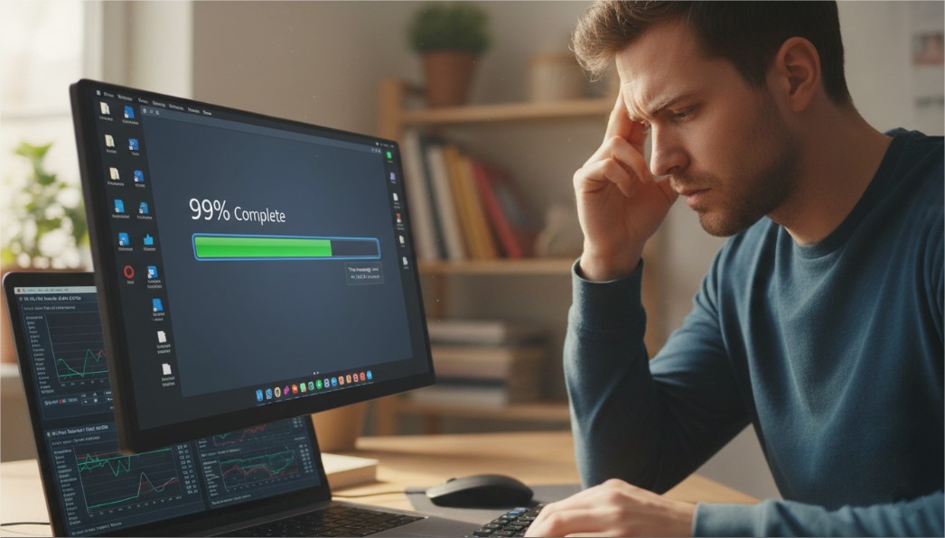 Early warning signs what to notice first - Person surprised by computer activity