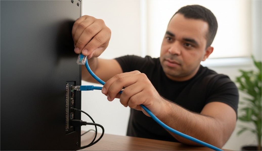 Unplugging a network cable from a laptop