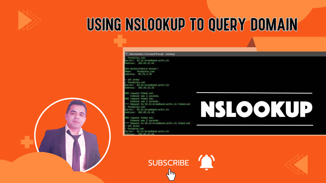 : A screenshot of a Terminal window on macOS displaying an nslookup command for example.com, showing the IP address and DNS response in a sleek, dark-themed interface.