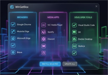 WinGetBox interface showing